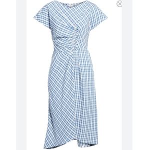 Lewit ruched check midi dress 6